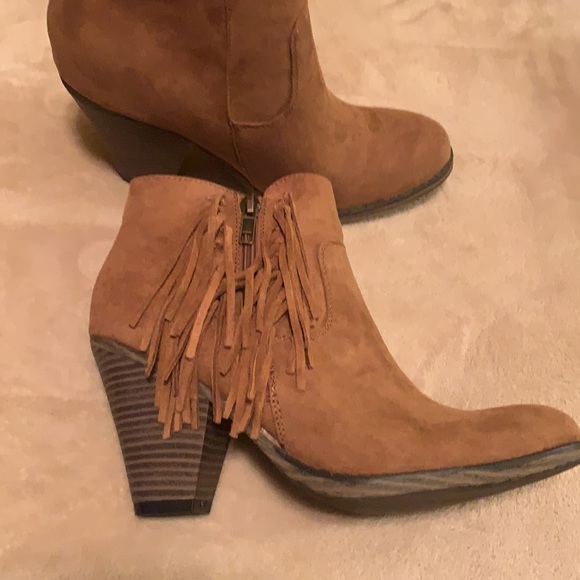 Tan Suede Fringe Bootie - Picture 2 of 5